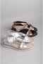 Ilz 107614 Stone Detail Genuine Leather Women Sandals Platinum - 6