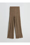 Lcwaikiki Classic Khaki Elastic Waist Textured Women's Trousers - 5