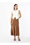 Satin Fabric A-Line Skirt - Light Brown - Refka - 3