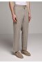 Regular Fit Mid Waist Straight Leg Men's Beige Trousers - 4
