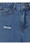 Lcw Kids Blue Ripped Detailed Girls' Jean Shorts - 4