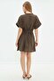 Belted Linen Look Mini Dress - 8