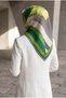 100% Twill Silk Geometric Patterned Khaki - Emerald Green Colored 90X90 Sewing Shape: Hand Sewing Scarf - 6
