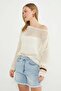 Mesh Knitted Boat Neck Knitwear Blouse - 4