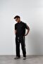 Men's Striped Detailed Regular Fit T-Shirt Trousers Set Black - 3