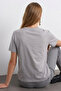 Women's Comfort Fit Basic Gray Loose T-Shirt - 3