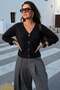 Black Buttoned Ribbed Detailed Knitwear Cardigan Mg2199