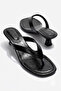 Women's Black Orthopedic Sole Sandals Flip-Flop Short Heeled Slippers (4cm)