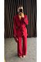 Women's Suit with Rose Accessory Detail in Burgundy - 6