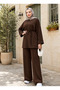 Women's Islamic Clothing Modal Fabric Tie-Strap Detailed Crew Neck Top and Bottom Set - 2