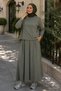 Women's Modal Fabric Comfortable Fit Elastic Waist Skirted Hijab Suit 1221 Khaki - Premium Series - 4