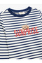 Long Sleeve Crew Neck Striped Teddy Bear Printed T-Shirt - 5