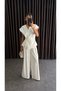 White Tie-Up Vest Suit