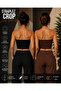 Women's Black & Brown Strapless Crop Top Bustier – Stretchy Bandeau Single Jersey Fabric Blouse – Basic Stylish Casual Top - 7