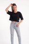 Women's Black 100% Cotton Breathable Fabric Crew Neck Oversize Basic Crop T-Shirt - 4