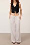 Elastic Waist Striped Wide Leg Trousers Pn13731-K9
