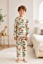 Boy's 100% Cotton Red Dinosaur Printed Pajama Set - 3