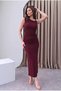 Drapeli gold buckle detailed burgundy midi graduation evening dress - 3