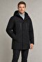 Men's Black Fleece Lined Fur Water and Windproof Hooded Winter Coat & Jacket & Parka