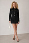 Black Long Sleeve Back Belt Leather Detailed Short Denim Jean Dress - 2