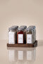 9-Piece Glass Spice Jar Set with Wooden Stand |   120 ml |   Silver Cover White Label |   Minimal Design