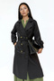 Women's Double Breasted Collar Trench Coat Black 1053