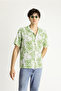 Short Sleeve Oversize Patterned Sports Cotton Shirt - 2