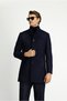 Regular Fit Stand Collar Plain Classic Coat - 3