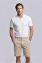 Regular Fit Standard Cut Striped Bermuda Shorts with Elastic Waist and Pockets
