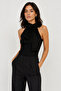 Women's Black Tie-Up Bow Collar Sleeveless Stylish Blouse - 2