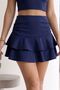 Women's High Waist Belted Gathered Two Layers Ruffle Mini Shorts Skirt - 2