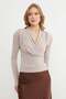 Shoulder Shoulder Pad Piece Double-Breasted Collar Blouse - 3