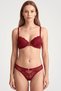 Women's Burgundy Lace Supported Bra Set with Padded Accessories Lingerie Set