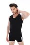 Men's Elastane V-Neck Sleeveless Black Undershirt 924 - 4