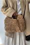 Women's Straw Handbag Camel Straw - 2
