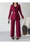 Women's Belted Blazer Pants Double Suit - 7