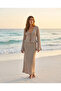 Summer Long Sleeve Tie-Front Double Set with Flounce Detail Skirt, Pareo