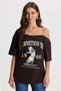 Women's Oversize Wide Cut 100% Cotton Chain Detailed Printed Brown T-Shirt Blouse - 9