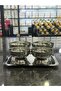 Stainless Steel 4-Piece Pedestal Bowl Set + 1 Tray – Luxury Tray Serving Set - Breakfast Jam Set - 4