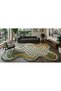 Sdt Wavy Form Checkered Patterned Green Beige Modern Decorative Woven Base Decorative Carpet Sdt881