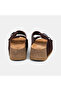 Women's Bitter Brown Velcro Wedge Heeled Suede Slippers - 4