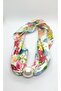 Colorful Floral Patterned Energetic Romantic Style Pearl Scarf Necklace (44 cm)