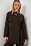 Women's Side-Tie Jacket and Trousers Two-Piece Set 30099 - Brown - 2