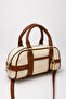 Tan Women's Mini Hand & Shoulder Bag – Canvas Textured, Stylish Lock Detail, Daily and Special Use - 3