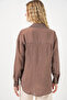 Women's Single Pocket Striped Oversize Shirt 20375 - Brown - 5