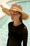 Tassel Detail Wide Brim Straw Hat 2119 Camel - 4