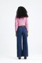 Wide Leg Pocketless Jean Trousers with Stitching Detail - 8