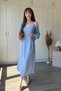 Draped Chest Detail Shirt Dress Blue Set - 7