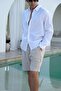 Men's Linen Shorts with Pockets-26752 - 2