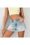 Jeans Women's Light Blue Ripped Detailed Tasseled Mini Jean Shorts High Waist Summer Denim Shorts - 7